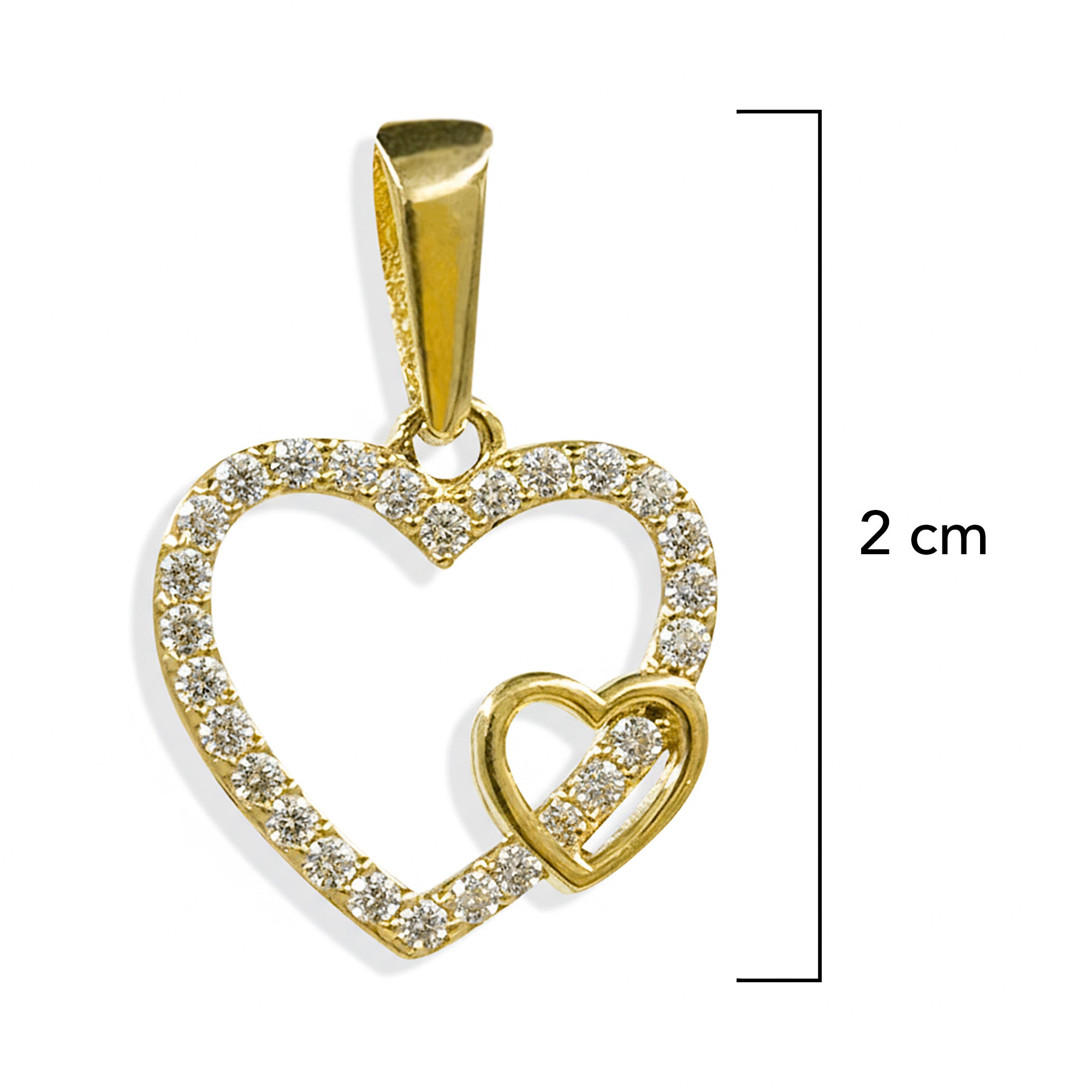 Dije Corazón Entrelazados de Circonias y Lisos Oro 10K