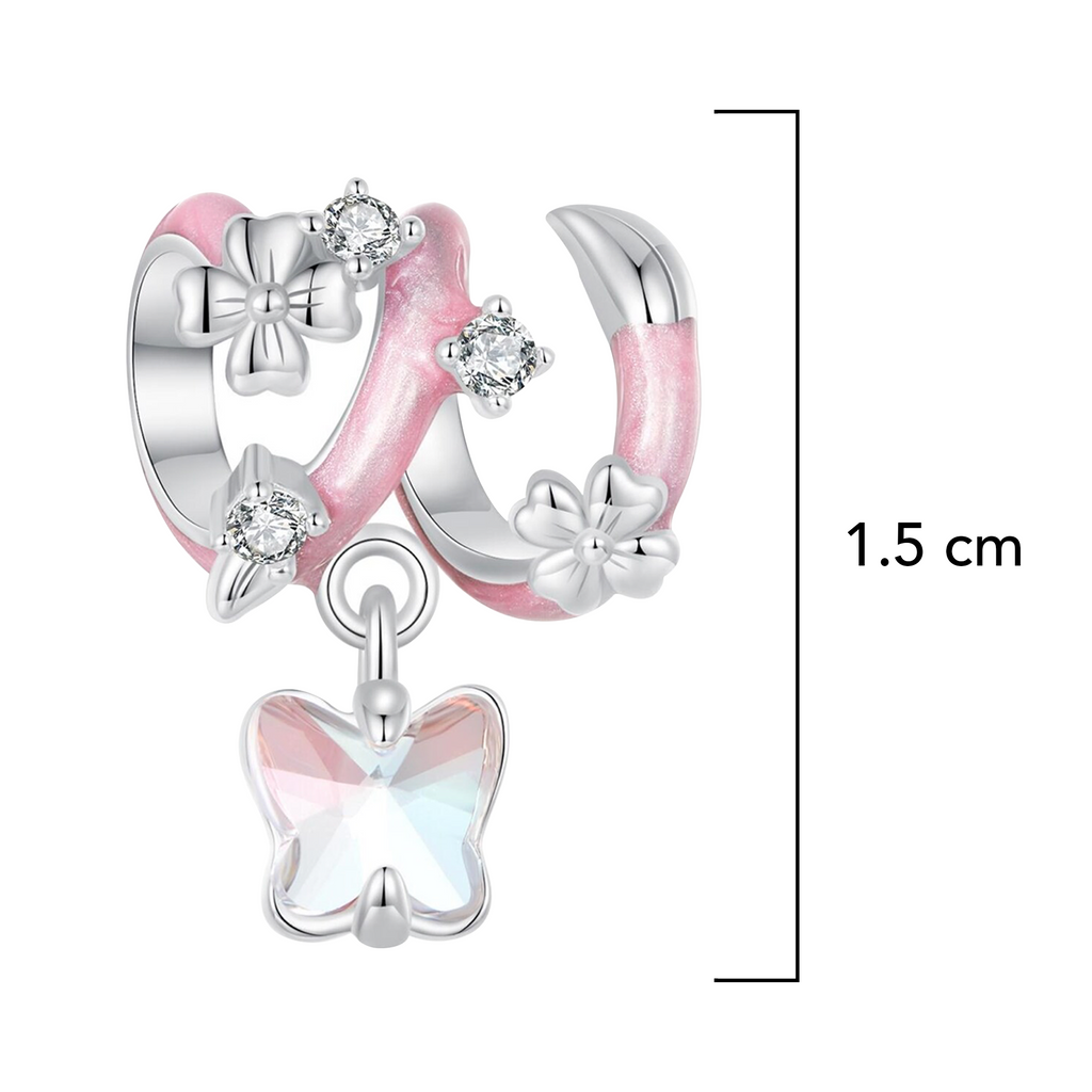 Charm Inspirado Pan 1:1 Espiral Esmaltado con Mariposa y Micro Circonias Plata .925