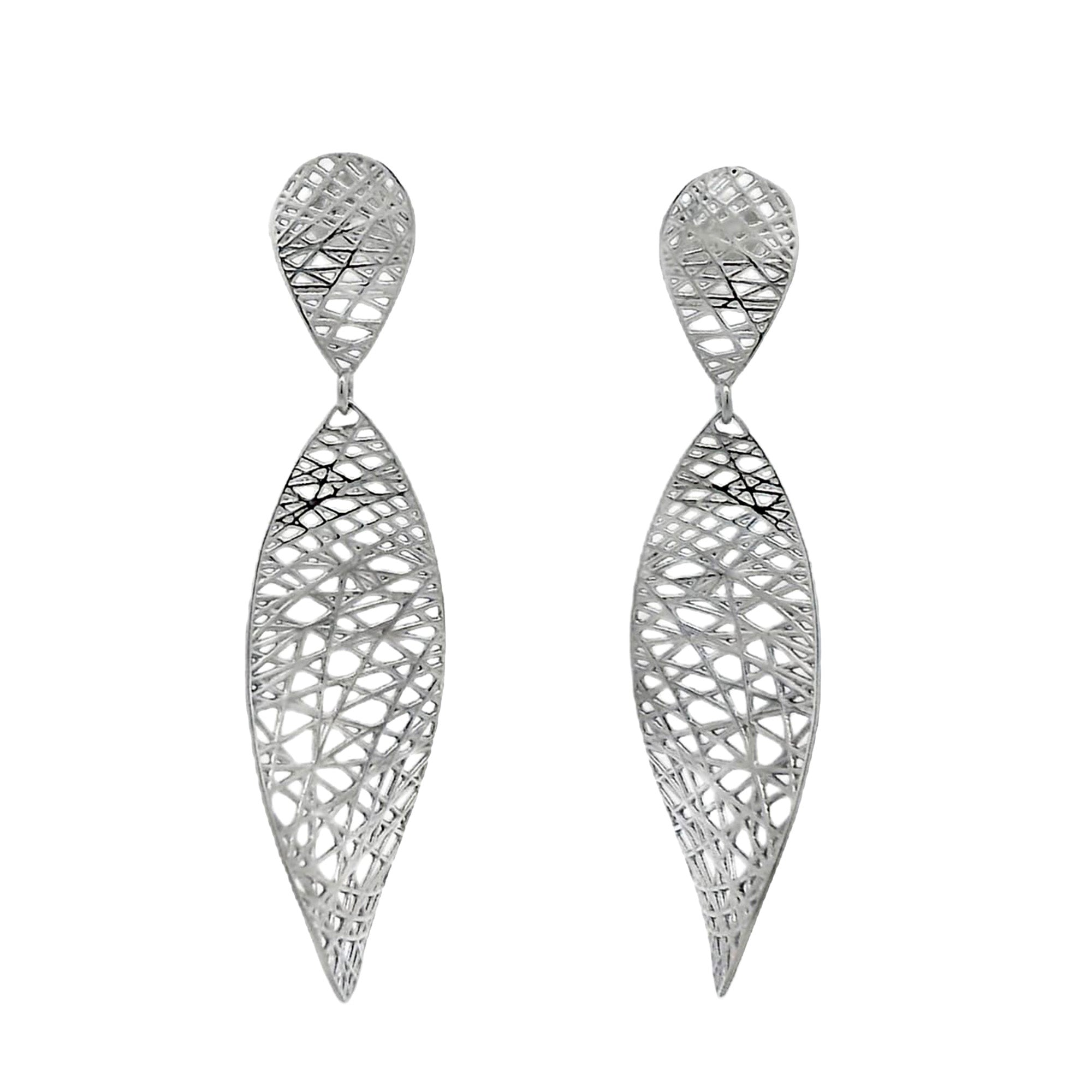 Arete Filigrana Hoja Colección Esencia Plata .925 con Baño de Rodio