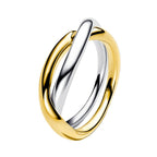 Anillo Inspirado Pan 1.1 Doble Liso Dos Tonos Plata .925 y Plata .925 con Baño de Oro 18k