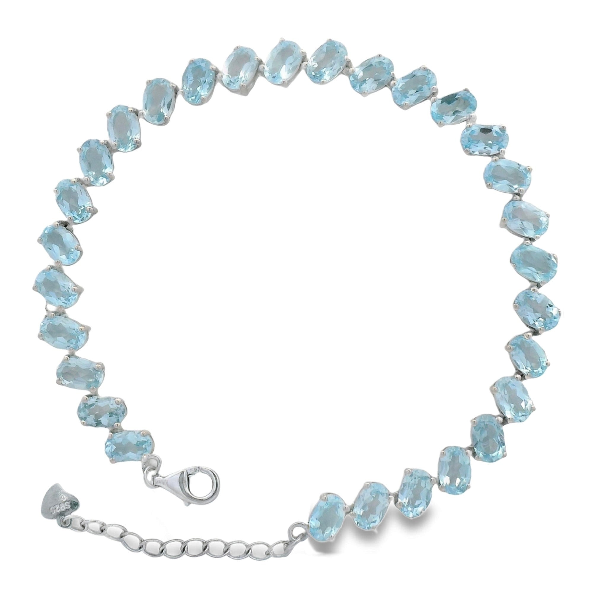 Pulsera Piedra Preciosa Topacio Ovalos, Plata .925 con Baño de Rodio
