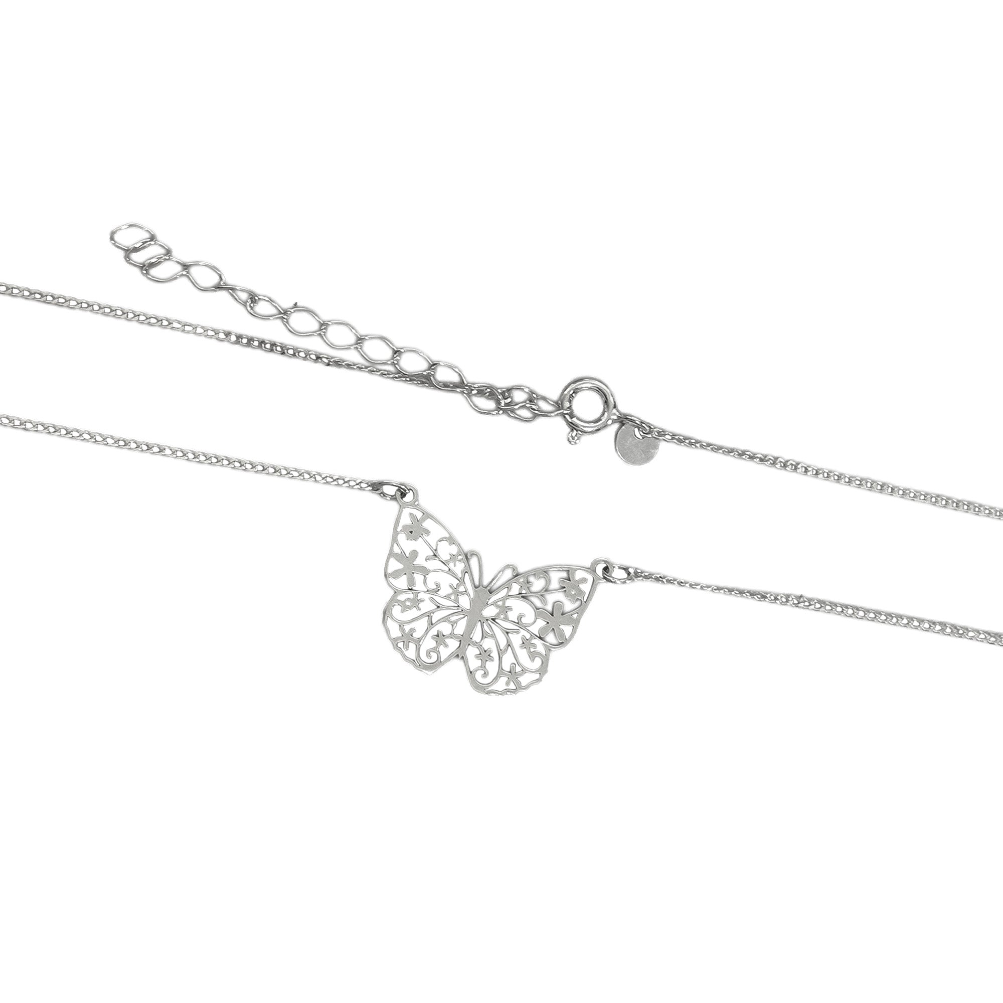 Collar Mariposa Grecas con Cadena Cubana Plata .925