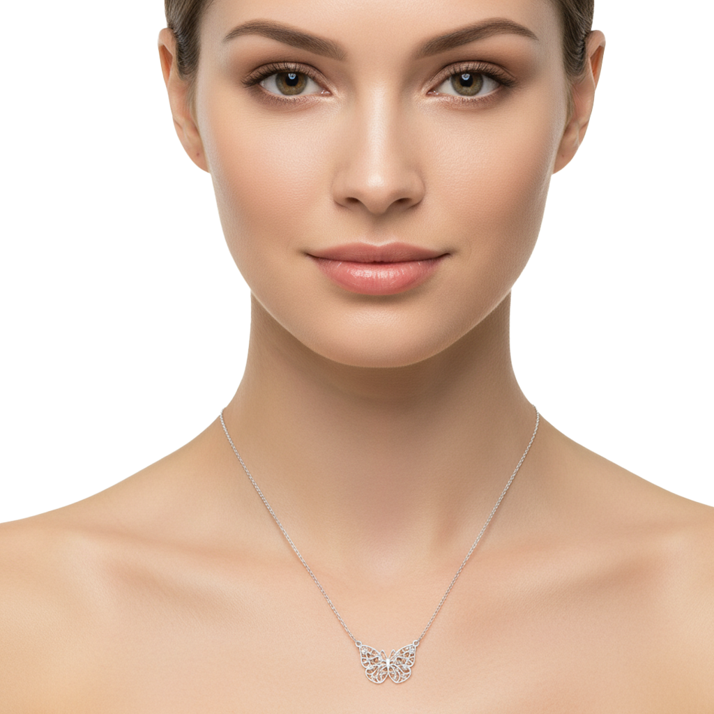 Collar Mariposa Grecas con Cadena Cubana Plata .925