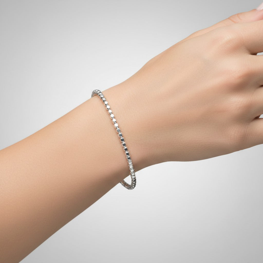 Pulsera Bolitas Diamantadas Plata .925