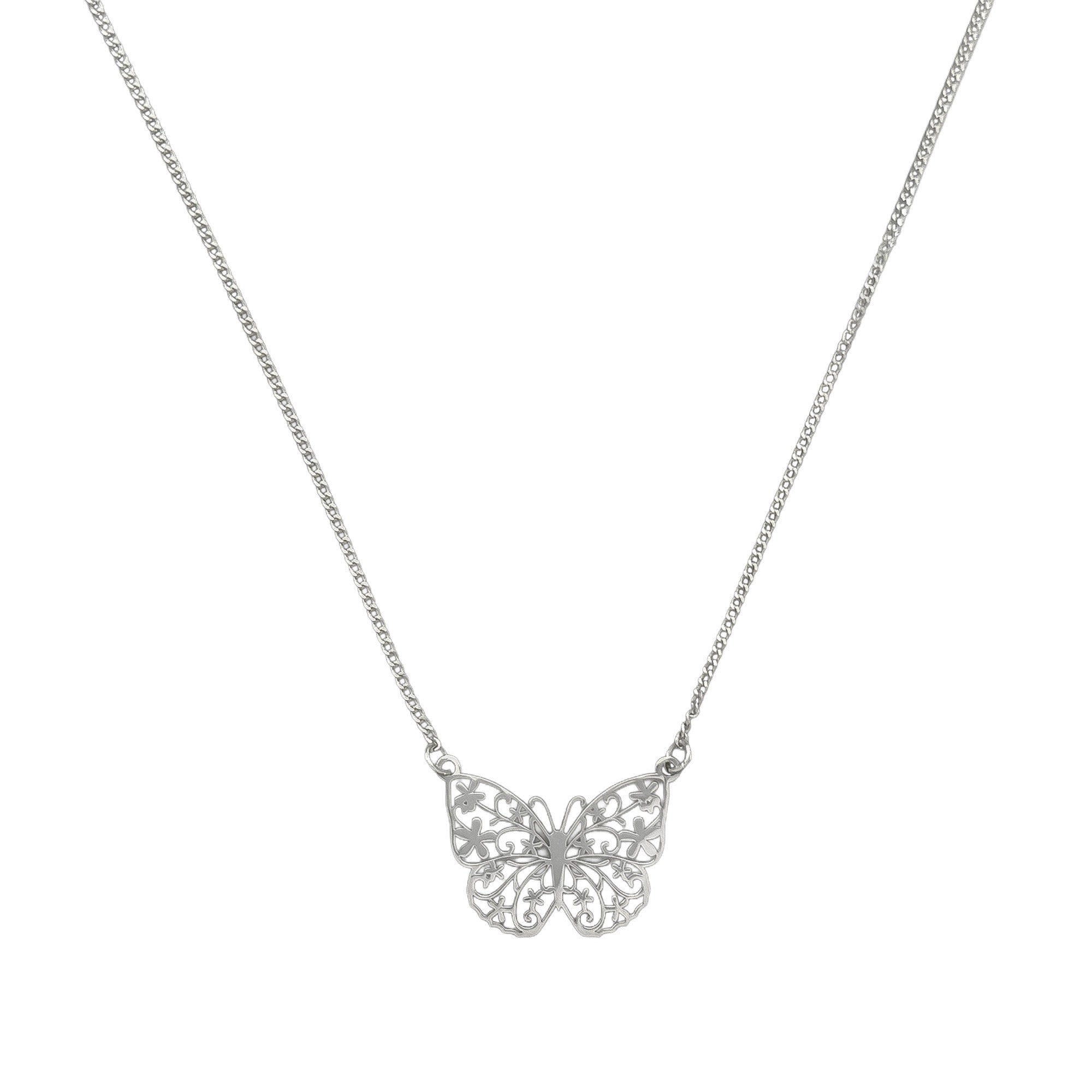 Collar Mariposa Grecas con Cadena Cubana Plata .925