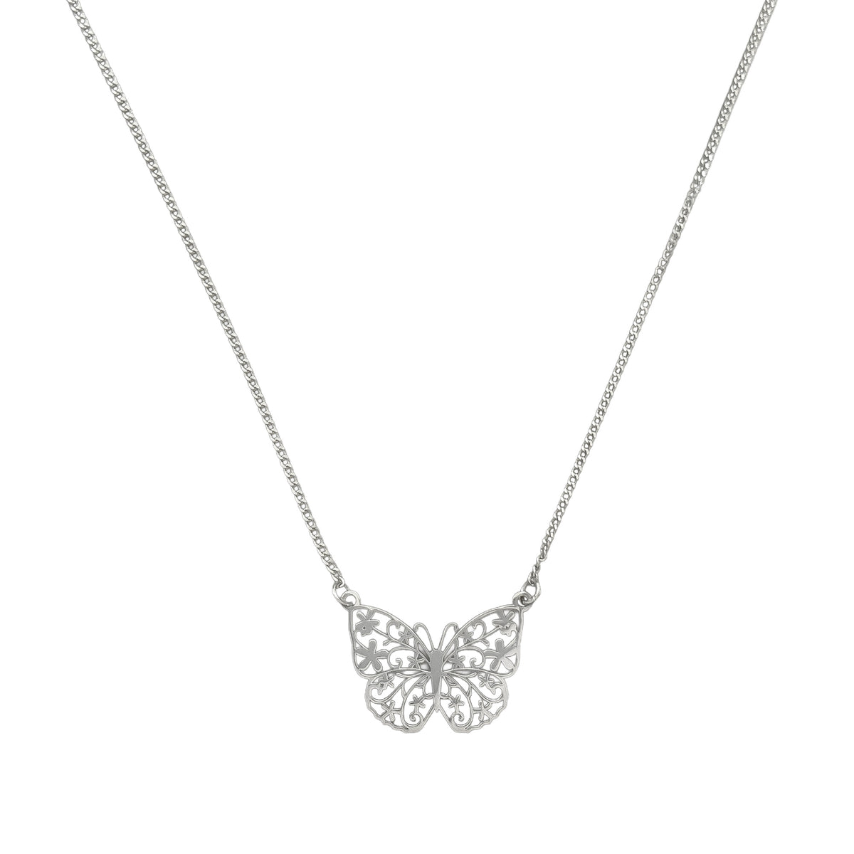 Collar Mariposa Grecas con Cadena Cubana Plata .925