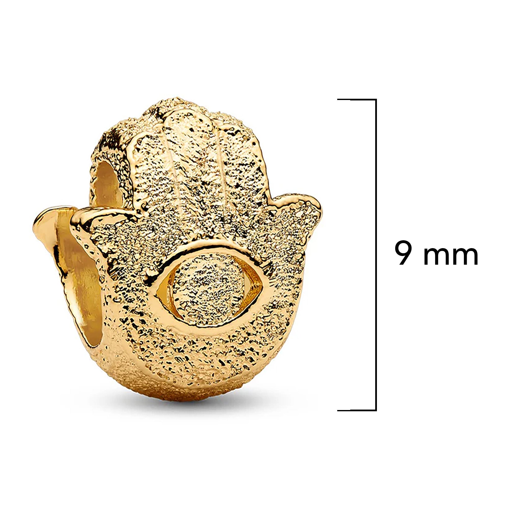 Charm Inspirado Pan 1:1 Mano de Fatima Dorada Chico, Plata .925