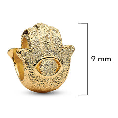 Charm Inspirado Pan 1:1 Mano de Fatima Dorada Chico, Plata .925