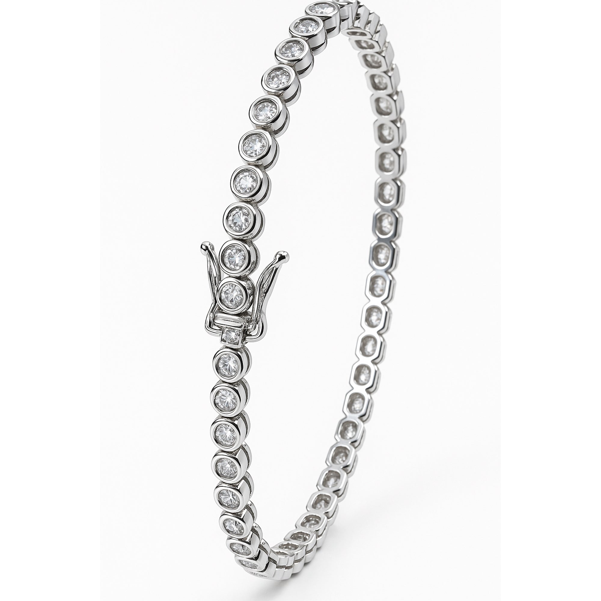 Pulsera con Circonias Biseladas y Broche Plata .925 con Rodio