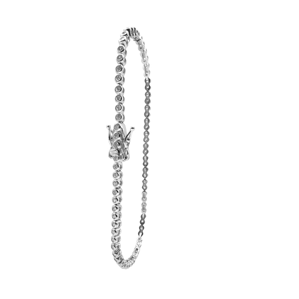 Pulsera con Circonias Biseladas y Broche Plata .925 con Baño de Rodio