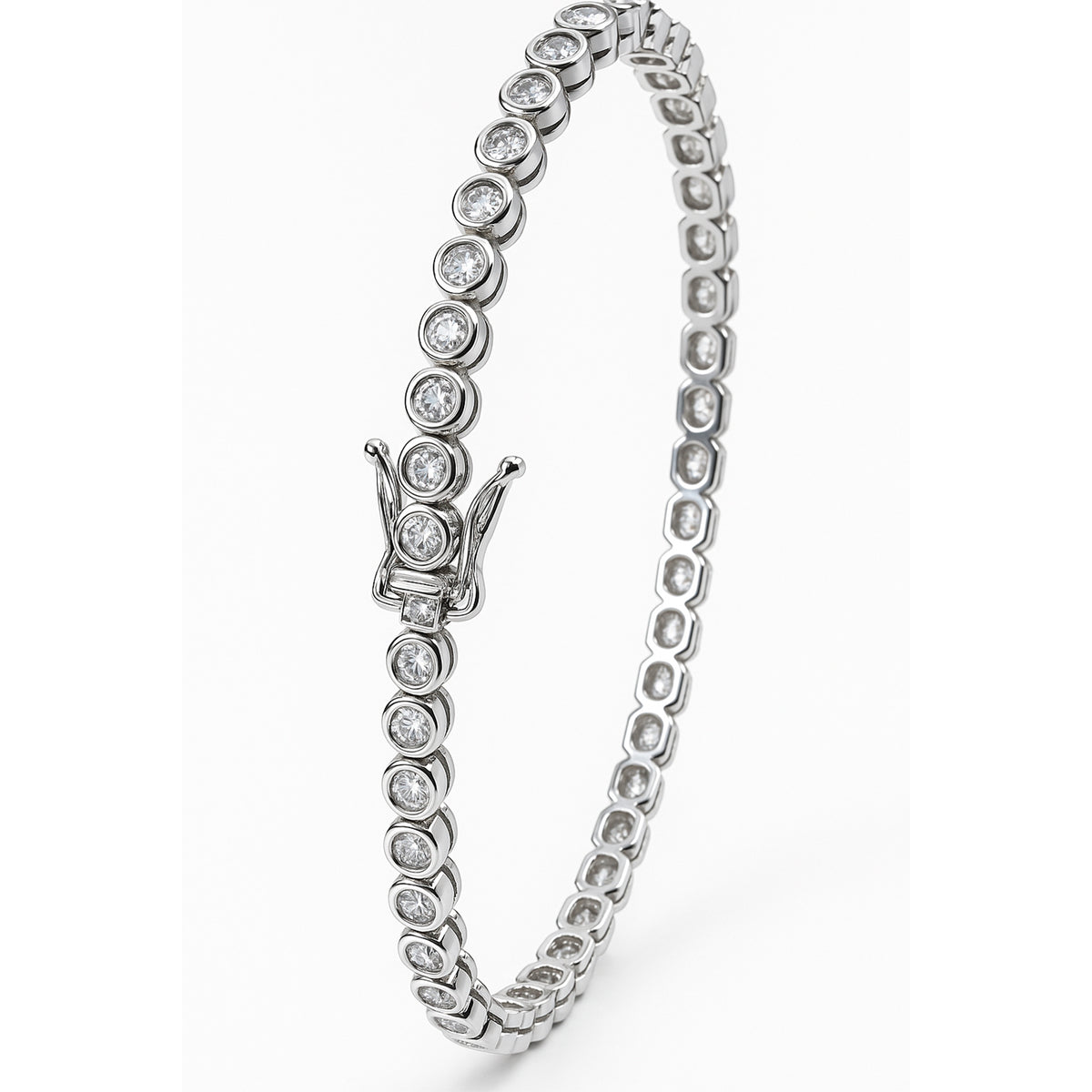 Pulsera con Circonias Biseladas y Broche Plata .925 con Rodio