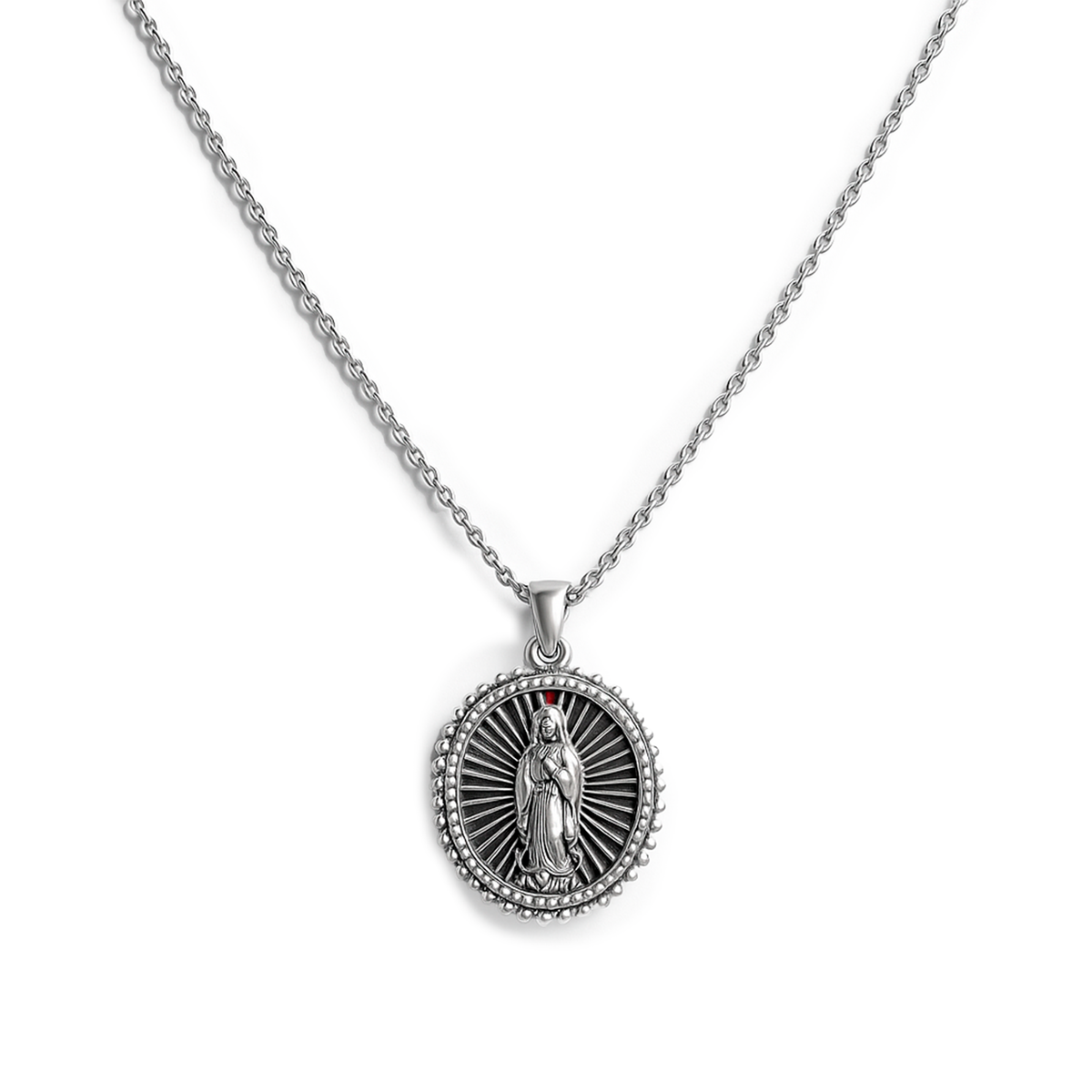 COLLAR VIRGEN DE GUADALUPE PLATA .9.25