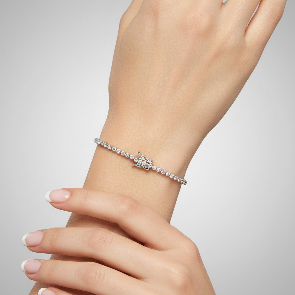 Pulsera con Circonias Biseladas y Broche Plata .925 con Baño de Rodio