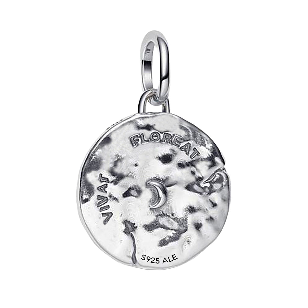 Charm Inspirado Pan 1:1 Medallón Flor de Cerezo, Plata .925