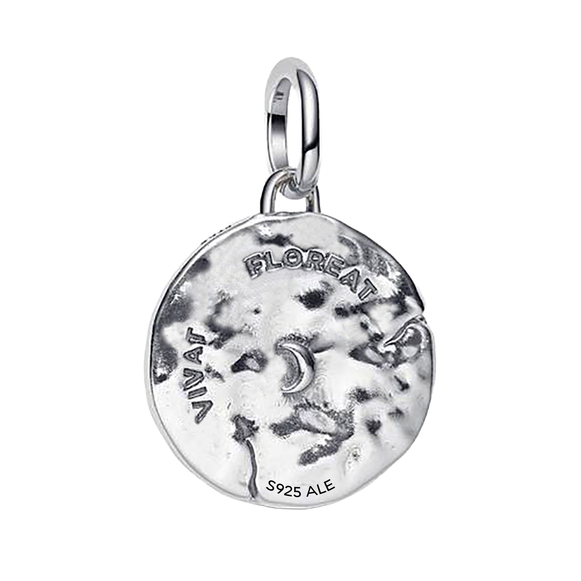 Charm Inspirado Pan 1:1 Medallón Flor de Cerezo, Plata .925