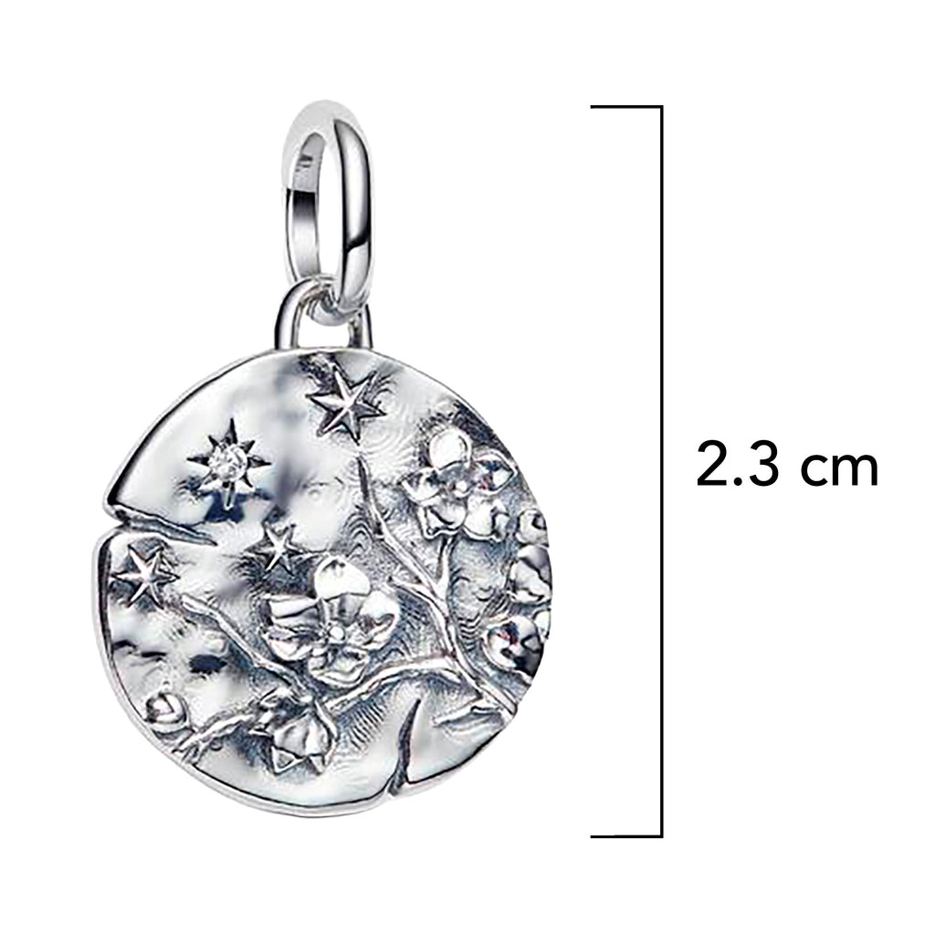 Charm Inspirado Pan 1:1 Medallón Flor de Cerezo, Plata .925