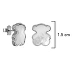Broquel Inspirado Osos 1:1 Madre Perla 1.5 cm Plata .925 con Baño de Rodio