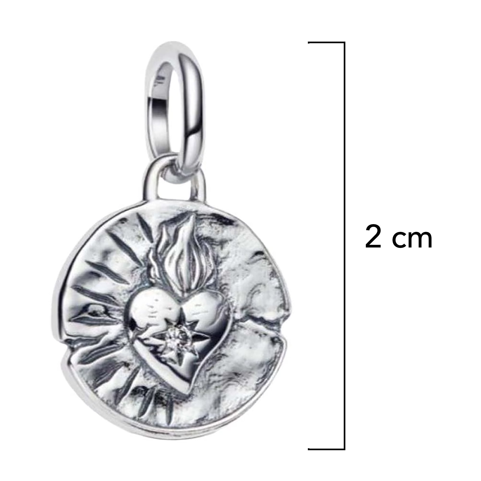 Charm Inspirado Pan 1:1 Medallón de Corazón, Plata .925