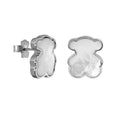 Broquel Inspirado Osos 1:1 Madre Perla 1.5 cm Plata .925 con Baño de Rodio