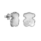 Broquel Inspirado Osos 1:1 Madre Perla 1.5 cm Plata .925 con Baño de Rodio