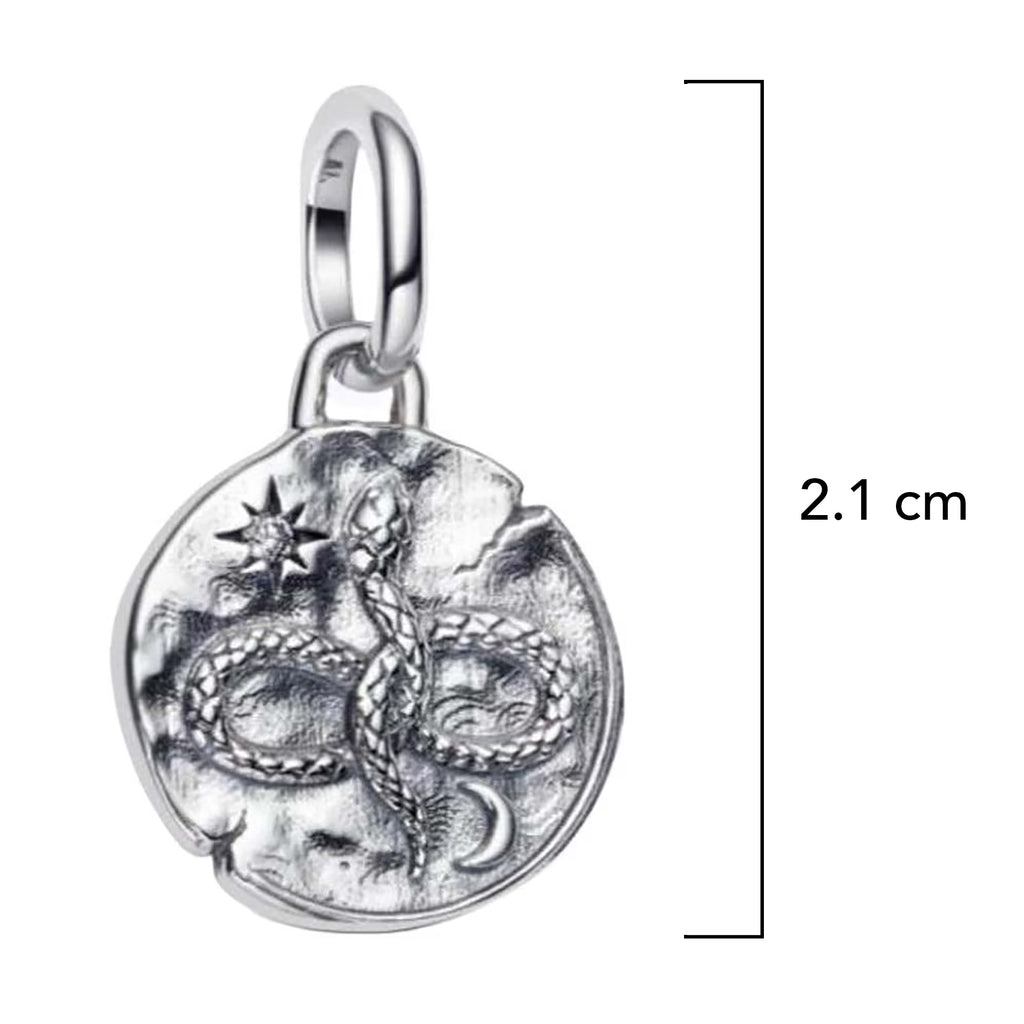 Charm Inspirado Pan 1:1 Medallón de Serpiente, Plata .925