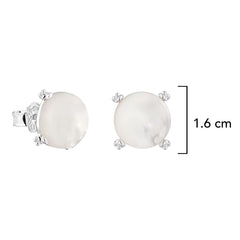 Broquel Inspirado Osos 1:1 Perla Natural Plata .925 con Baño de Rodio