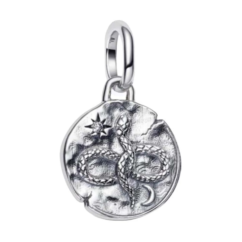 Charm Inspirado Pan 1:1 Medallón de Serpiente, Plata .925