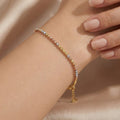 Pulsera Bolitas Diamantadas con Baño en 3 Oros Plata .925