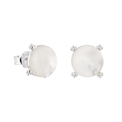 Broquel Inspirado Osos 1:1 Perla Natural Plata .925 con Baño de Rodio