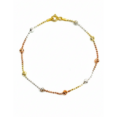 Pulsera con Bolitas Grandes Diamantadas con Baño de 3 Oros Plata .925