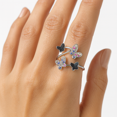 Anillo Mariposas con Cristales Plata .925