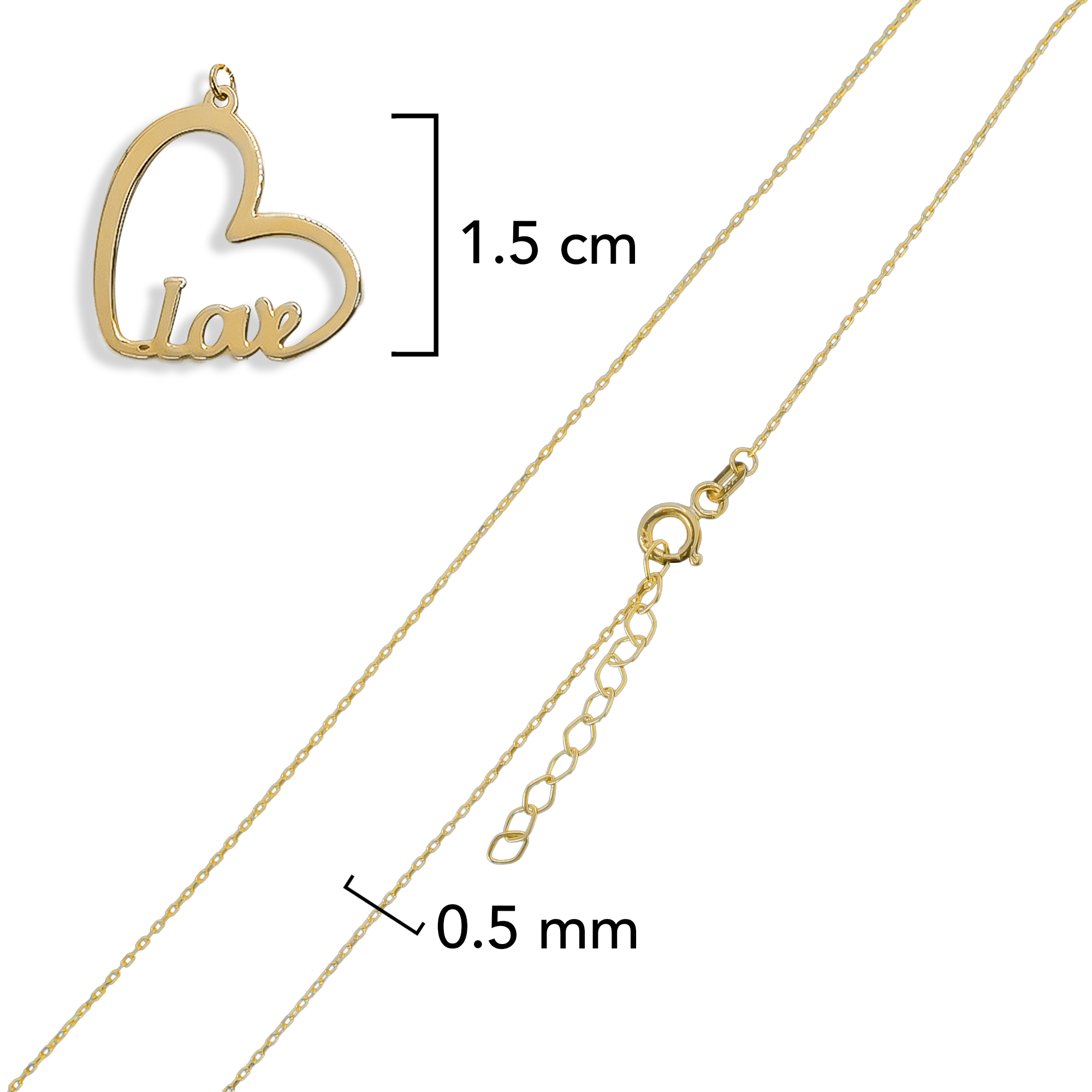 Collar Silueta Corazón Love Liso Oro 10K