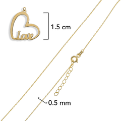 Collar Silueta Corazón Love Liso Oro 10K