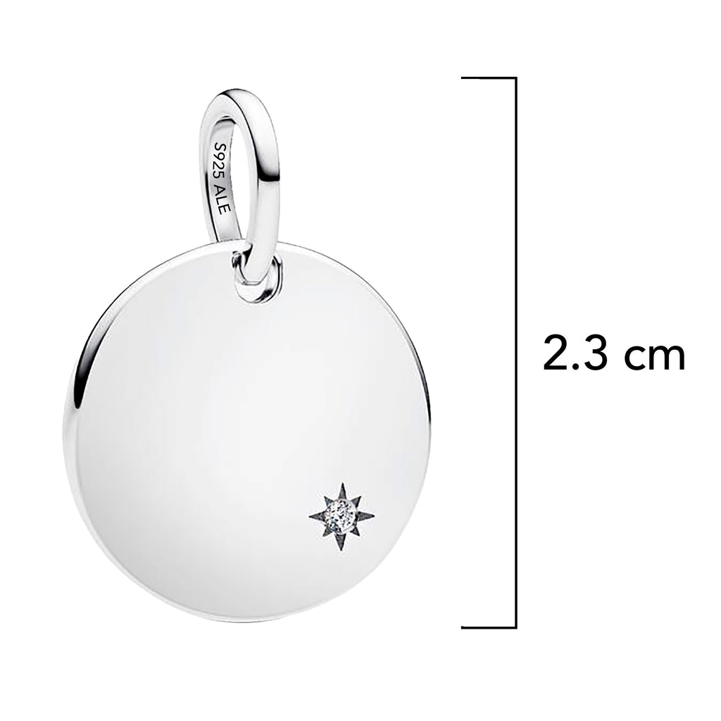 Charm Inspirado Pan 1:1 Placa Circular con Circonia, Plata .925