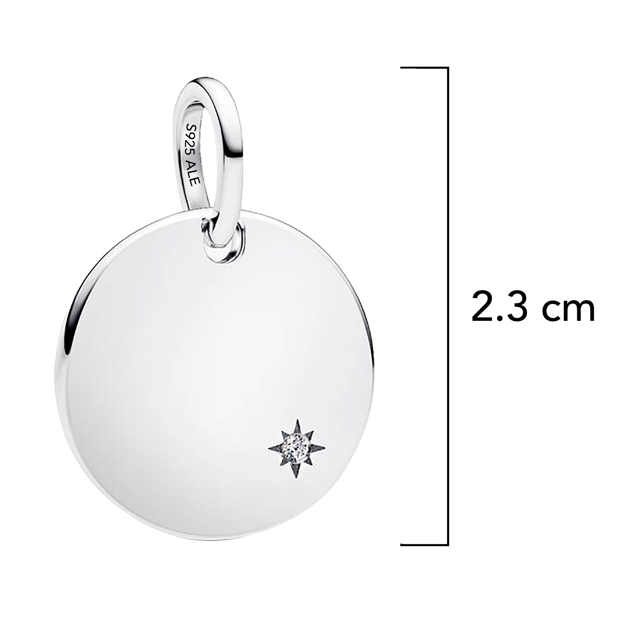 Charm Inspirado Pan 1:1 Placa Circular con Circonia, Plata .925