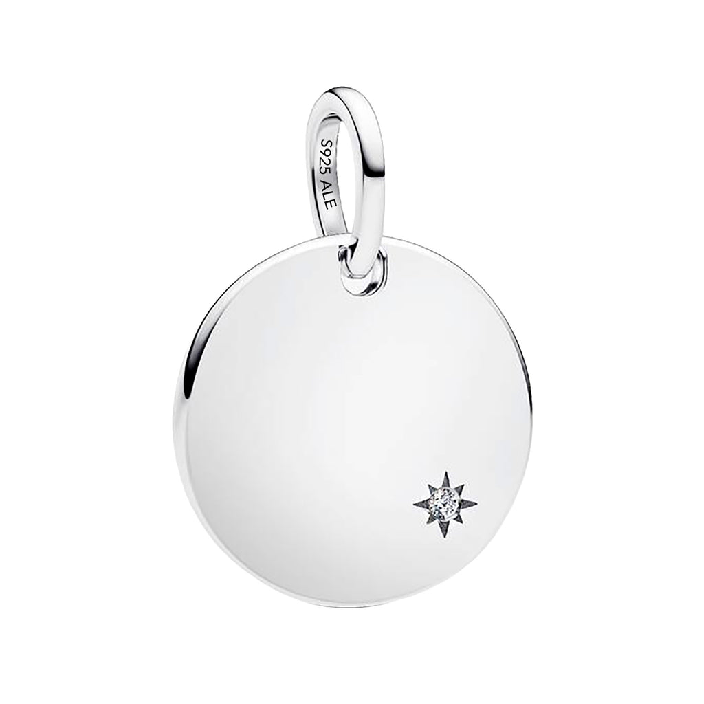 Charm Inspirado Pan 1:1 Placa Circular con Circonia, Plata .925