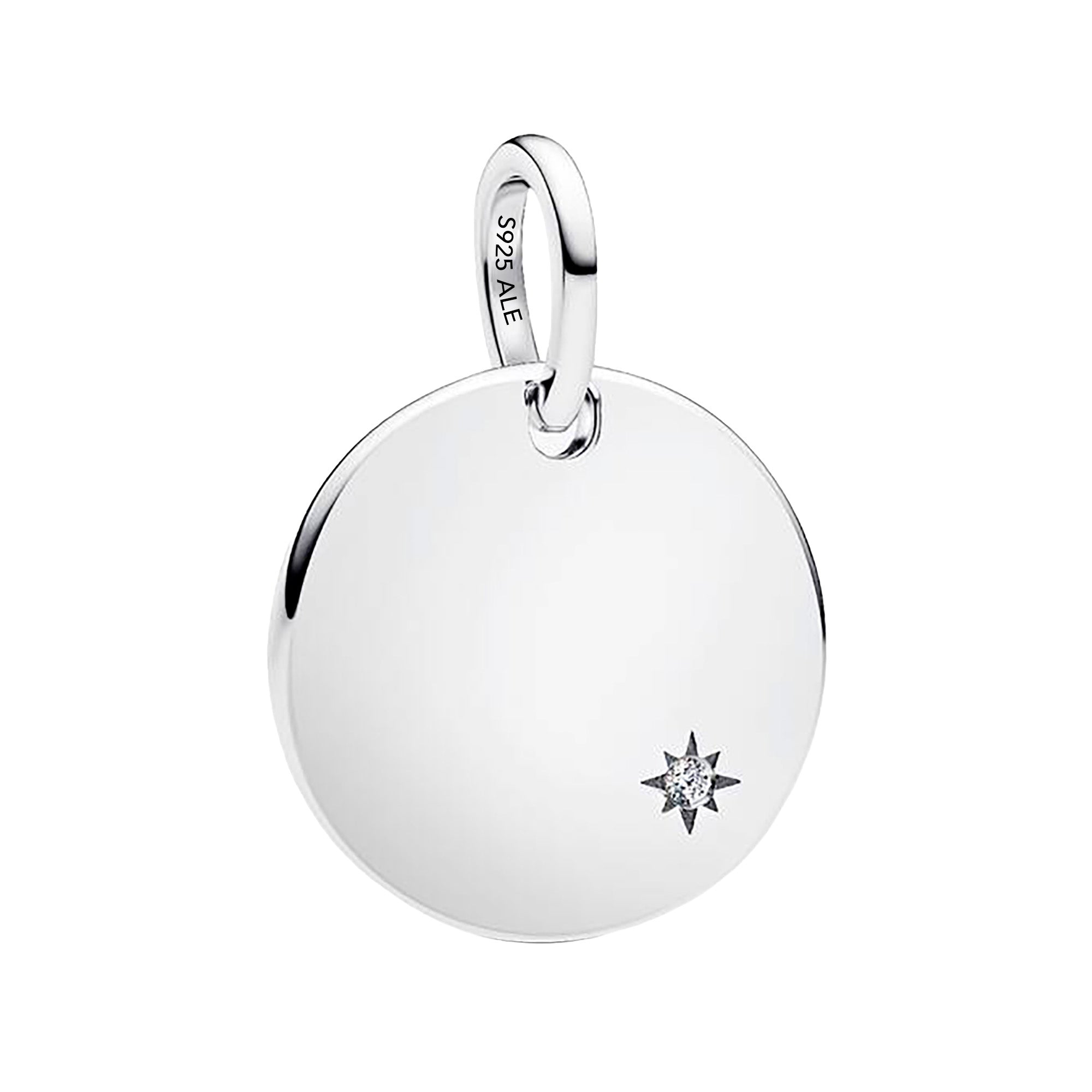 Charm Inspirado Pan 1:1 Placa Circular con Circonia, Plata .925