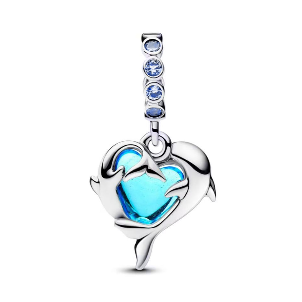 Charm Inspirado Pan 1:1 Corazón de Delfines, Plata .925