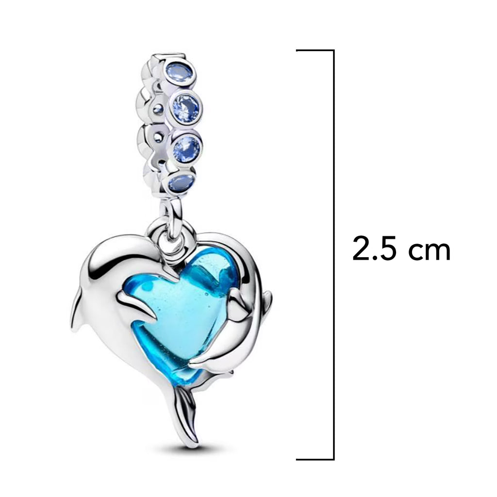 Charm Inspirado Pan 1:1 Corazón de Delfines, Plata .925