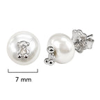 Broquel Inspirado Osos 1:1 con Perla Natural Plata .925 con Baño de Rodio