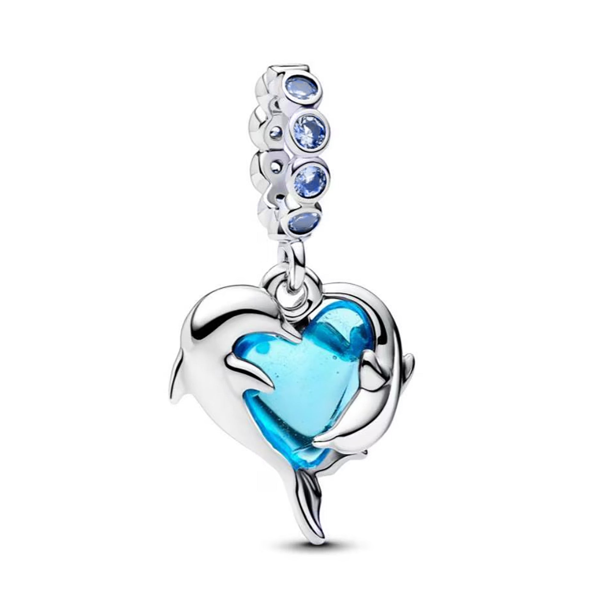 Charm Inspirado Pan 1:1 Corazón de Delfines, Plata .925