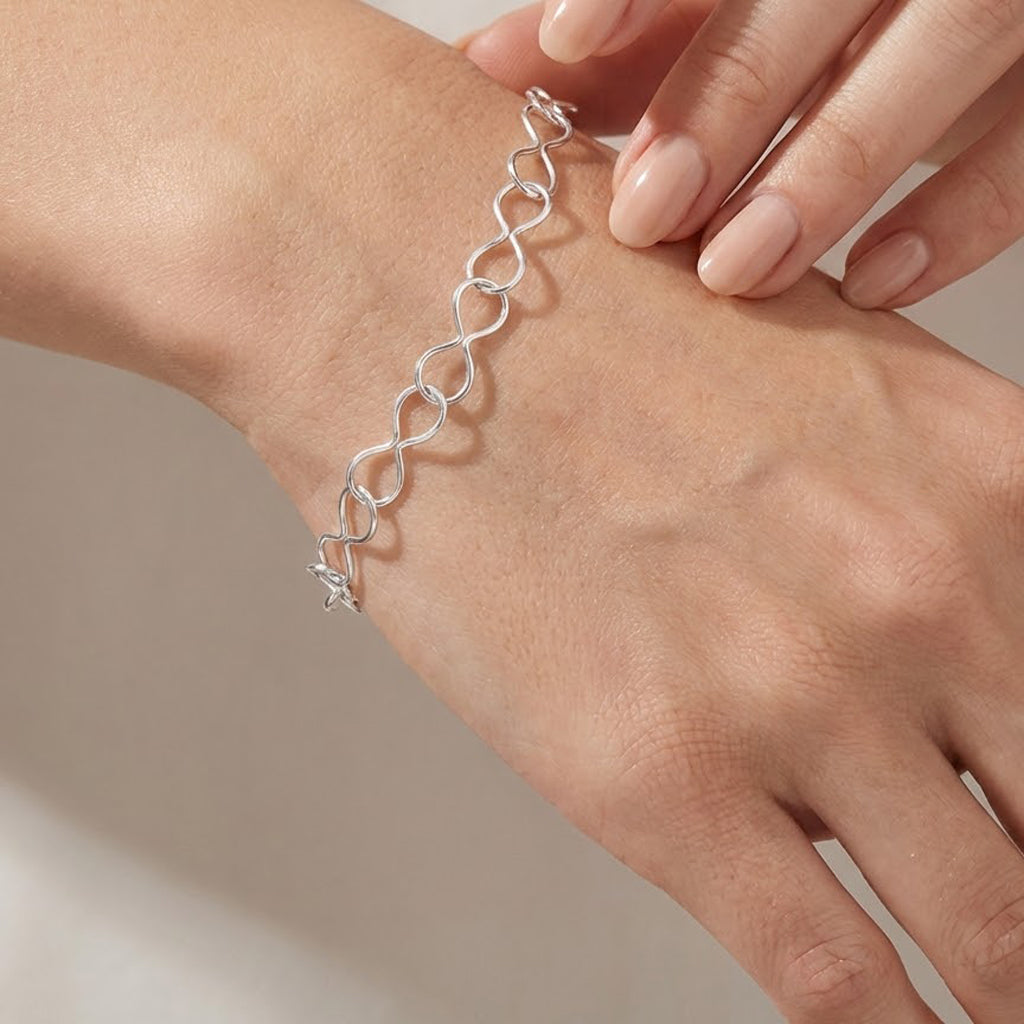 Pulsera Silueta Infinitos Lisos Plata .925