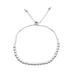 Pulsera Ajustable con Bolitas Lisas Plata .925