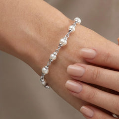 Pulsera Perla Natural con Eslabones Plata .925