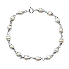 Pulsera Perla Natural con Eslabones Plata .925