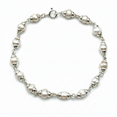 Pulsera Perla Natural con Eslabones Plata .925