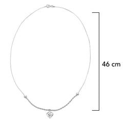 Collar Corazon Bombeado con Cadena Torzal y Cola de Rata Plata .925