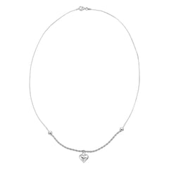 Collar Corazon Bombeado con Cadena Torzal y Cola de Rata Plata .925