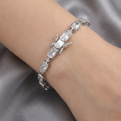 Pulsera Circonias Rectangulo Plata .925 con Rodio