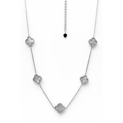 Collar 5 Flores Inspirado Van C Madre Perla Plata .925 con Rodio